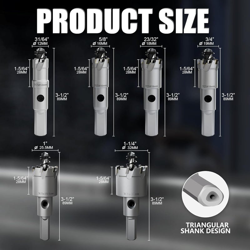 GSTK 10PCS Upgrade Heavy Duty Carbide Hole Saw Kit,with 4*Extra Titanium Plated Pilot Center Drill and 2* Spring，for Hard Metal, Stainless Steel, Iron - Image 2